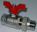 Kugelhahn mit Fl�gelgriff mit vollem Durchgang mit Innengewinde und Verschraubung mit Au�engewinde 1/2''