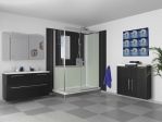 Kinedo Kpl.-Dusche Kinemagic Design f�r Badewannenaustausch, Eck-Ausf�hrung halbhoch mit offenem Einstieg