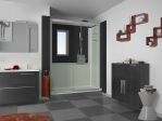 Kinedo Kpl.-Dusche Kinemagic Design f�r Badewannenaustausch, Nischen-Ausf�hrung halbhoch mit offenem Einstieg